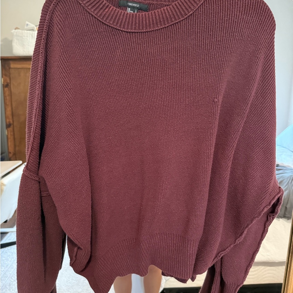 Forever 21 Maroon Crew Neck Sweater
